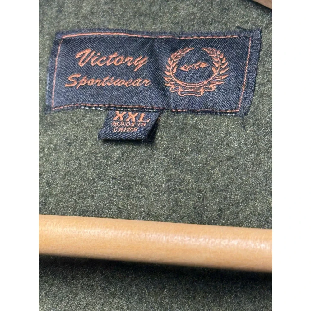 Victory Sportswear Fleece Pullover Mens XXL Olive Quarter Zip Long‎ Sleeve